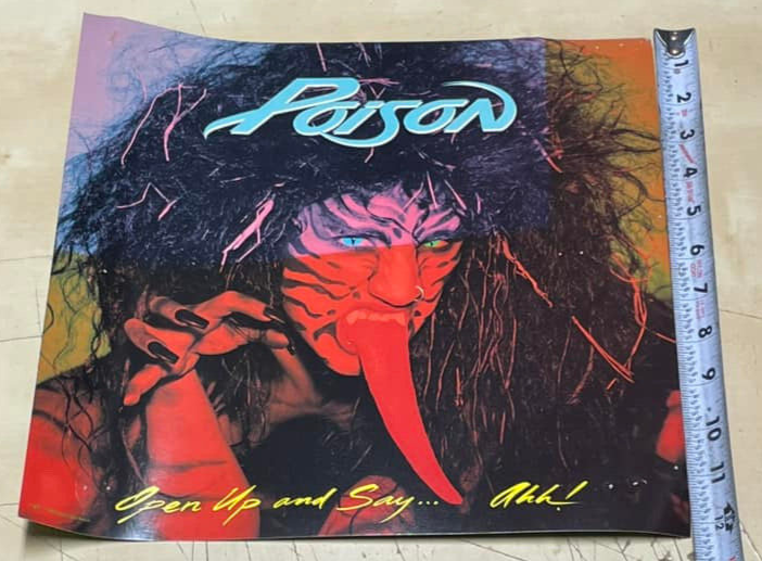 Vintage 1988 Poison Promo Poster 12" x 12" Open Up and Say Ahh! Uncensored