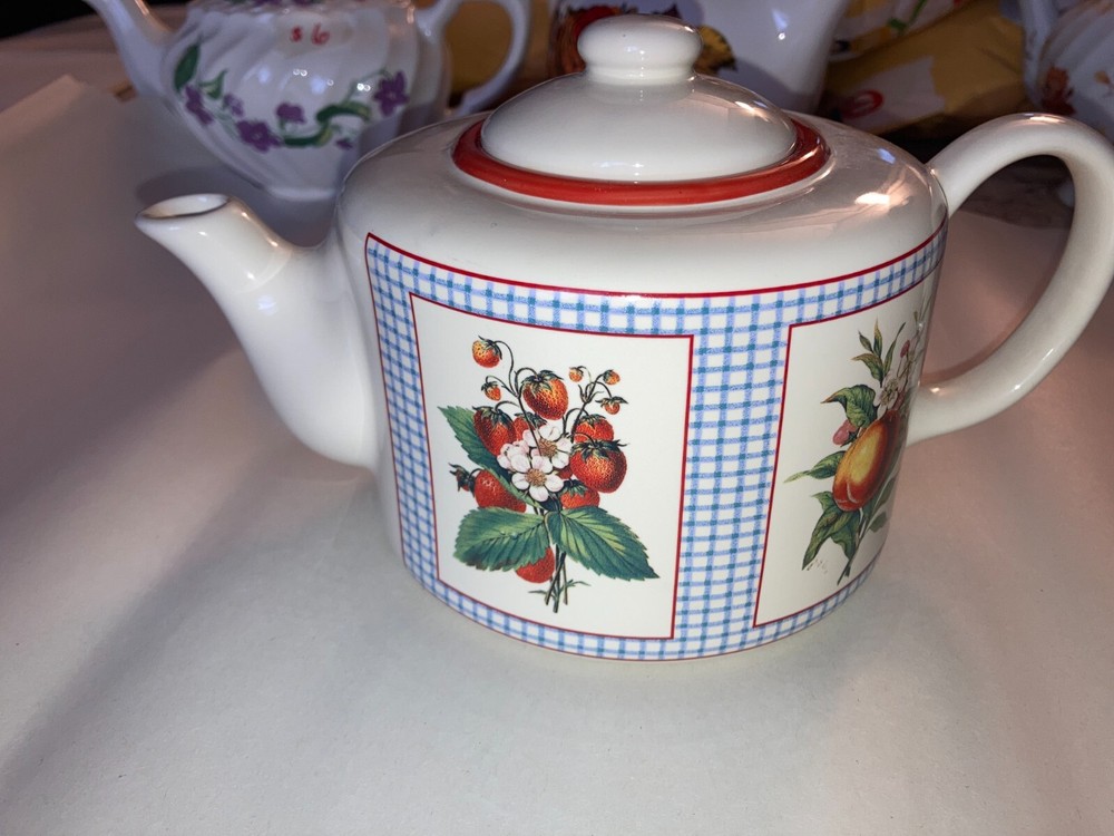 Hawthorne Manor Hallmark Design Collection Ceramic Teapot Fruit Pattern