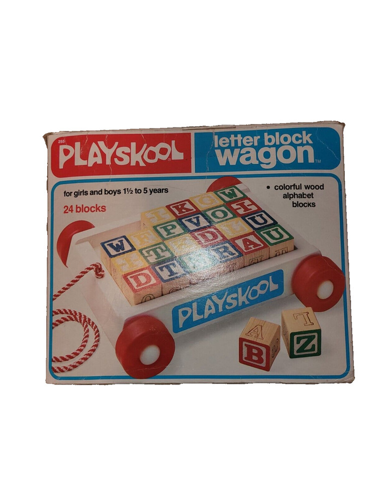 Vintage 1981 Playskool Wagon Block Set One Block Missing