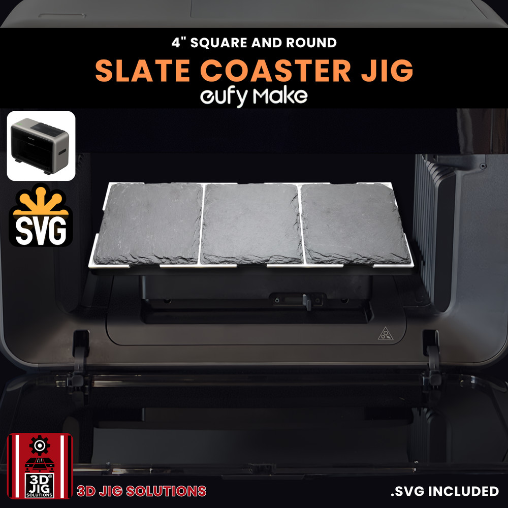 EufyMake E1 UV Printer Jig | 4" Round & Square Slate Coaster Template