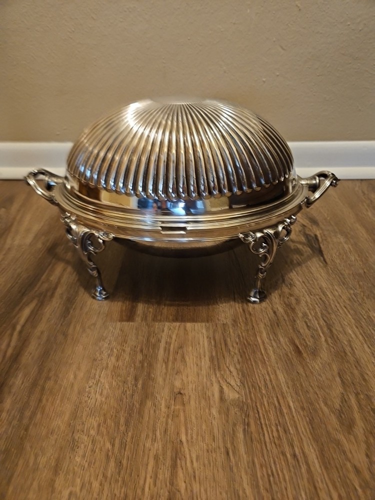 Martin, Hall & Co.-Sheffield Silverplate Roll Top Buffet Server Dome Dish 11.5”