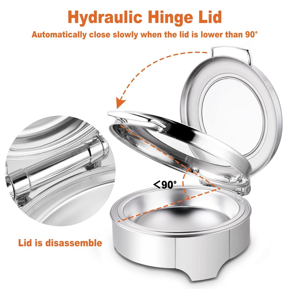 Electric Round Chafing Dish Buffet Set 6 Quart Temp. Adjustable Chaffing Serv...
