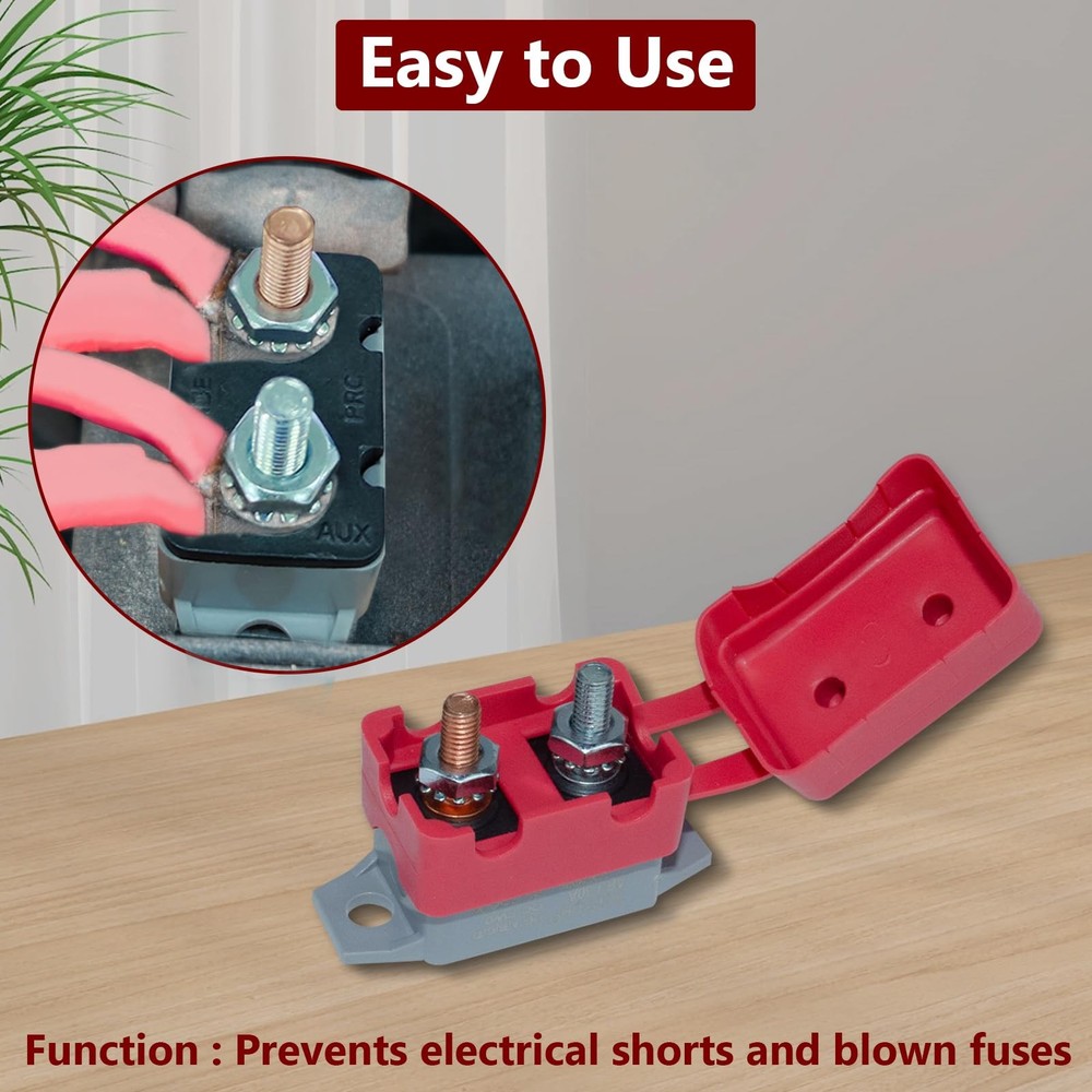 Auto Reset Circuit Breaker, Stud Type Breakers with Cover, 12V - 24V...