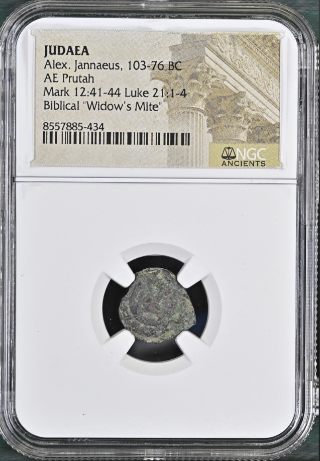 Biblical Widows Mite 103BC-76BC Judaea Prutah Genuine NGC Certified Ancient Coin
