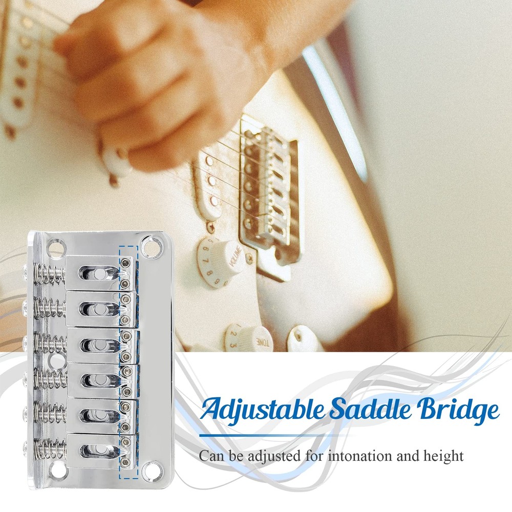 HARSKIYER Silver Adjustable 6 String Guitar Bridge, Metal 6 string, silver