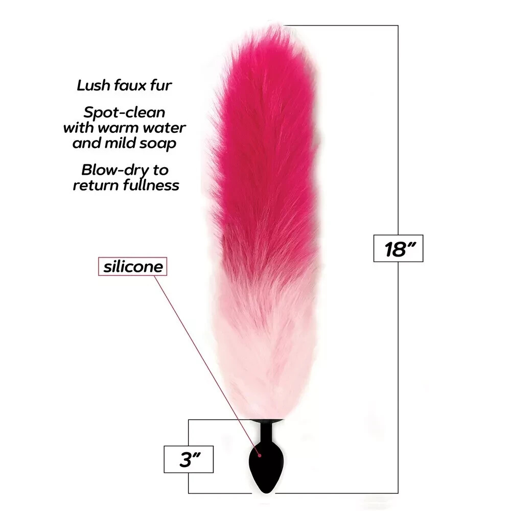 FOXY SILICONE TAIL BUTT PLUG-PINK GRADIENT