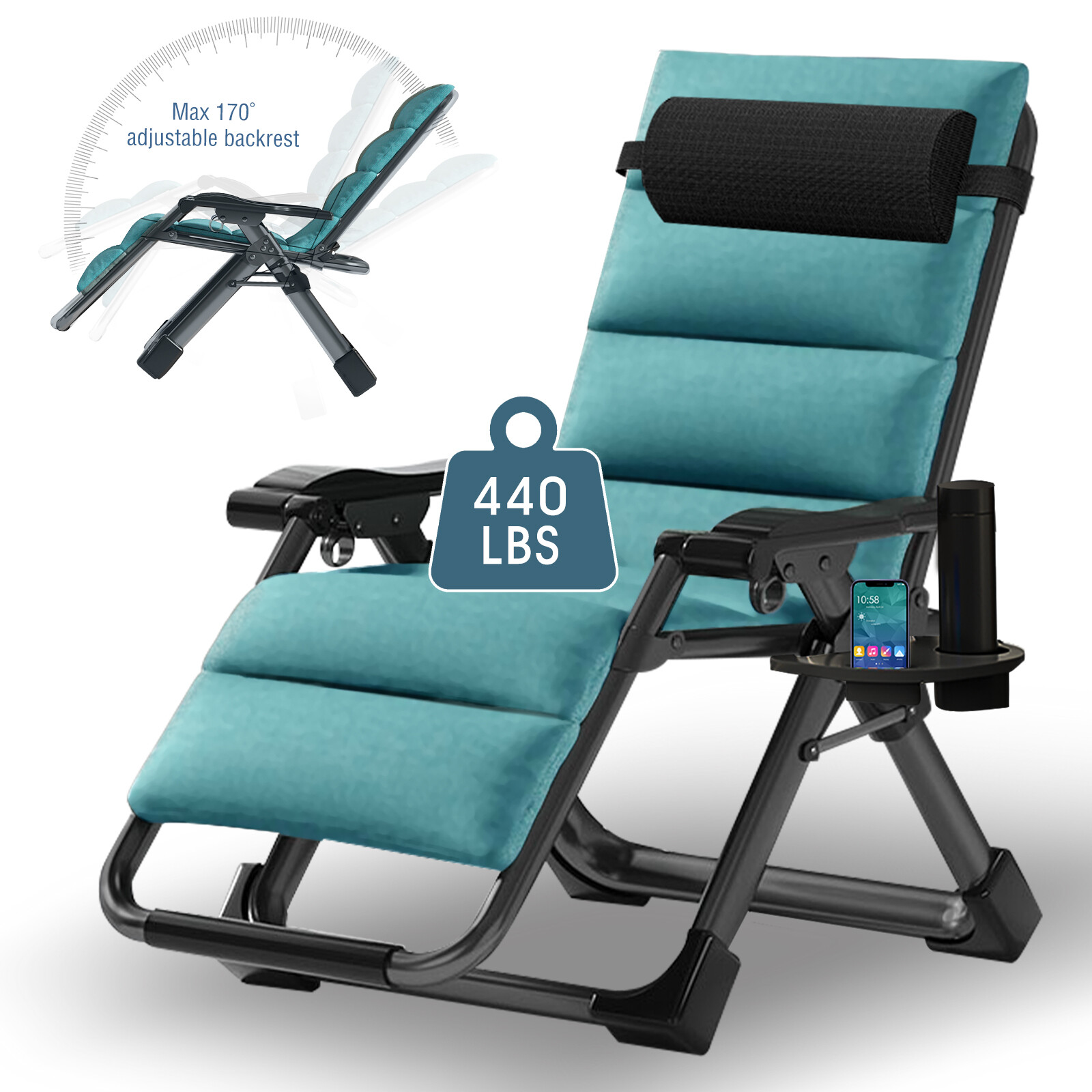 NAIZEA Zero Gravity Chair, Premium Lawn Recliner Folding Chaise Lounge & Cushion