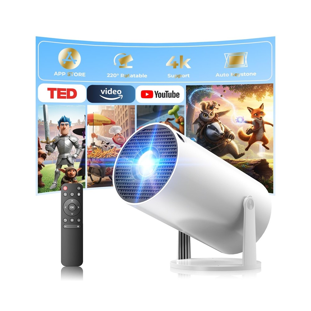 Mini Projector with WiFi and Bluetooth, Portable Projector Built-in Apps Supp...