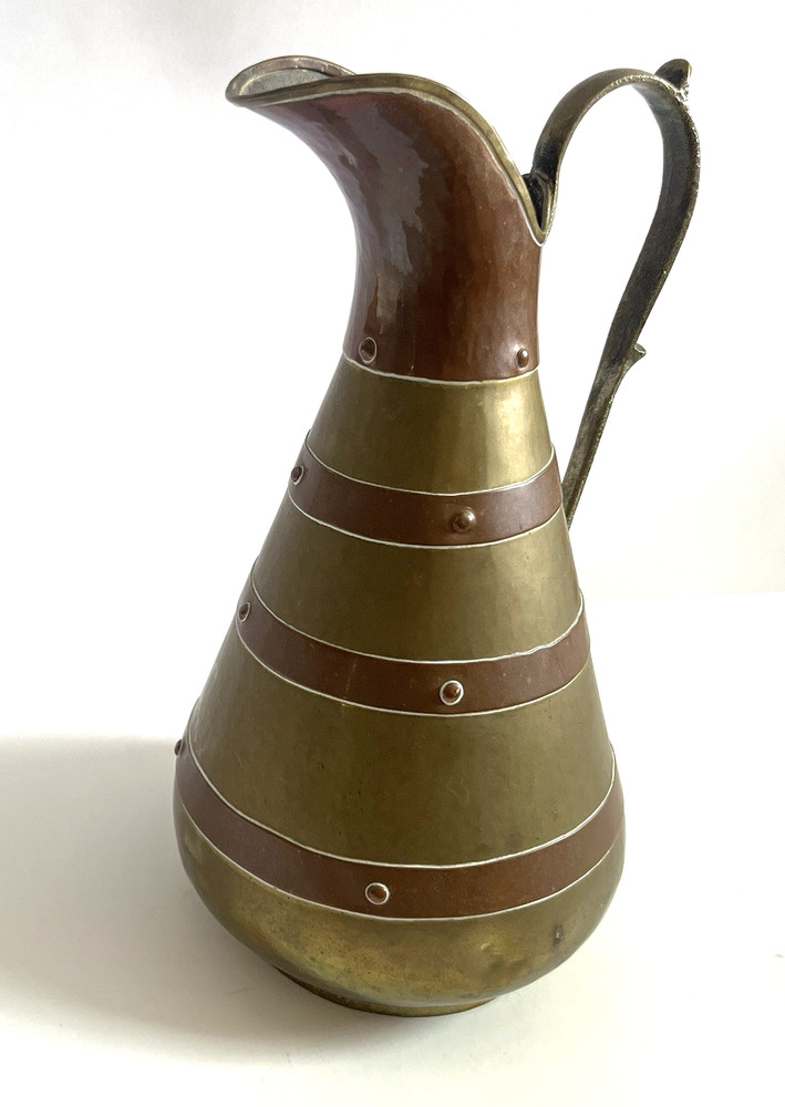 Vintage Brass And Copper Pitcher With Makers Mark.