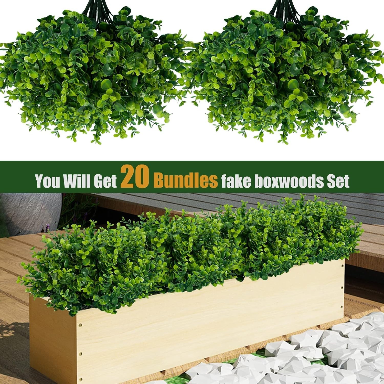 Artificial Boxwood Plants for Home Garden 20 Bundles