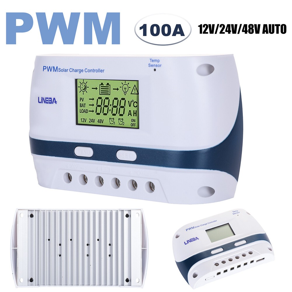 100A Solar Charge Controller 12V/24V/48V USB Regulator for Solar Off-Grid System