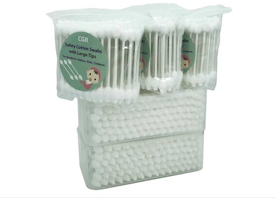 CGR Baby Safety Cotton Swabs 400-Pack - Large Tips Organic Cotton for Newborn &