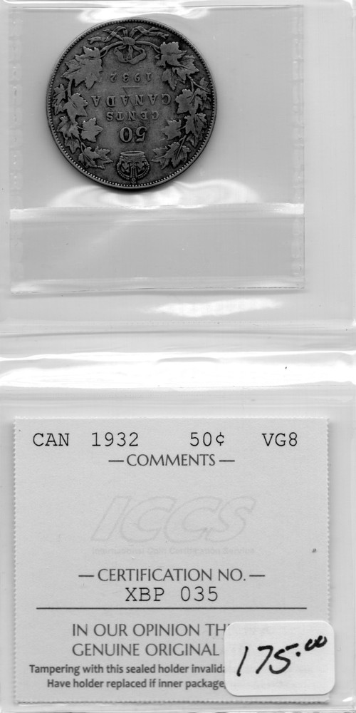 CAN 1932 50 cent VG8