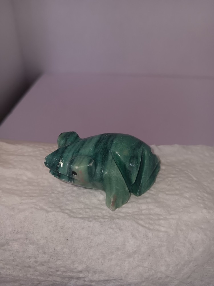 Malachite Gem Stone Carved Frog