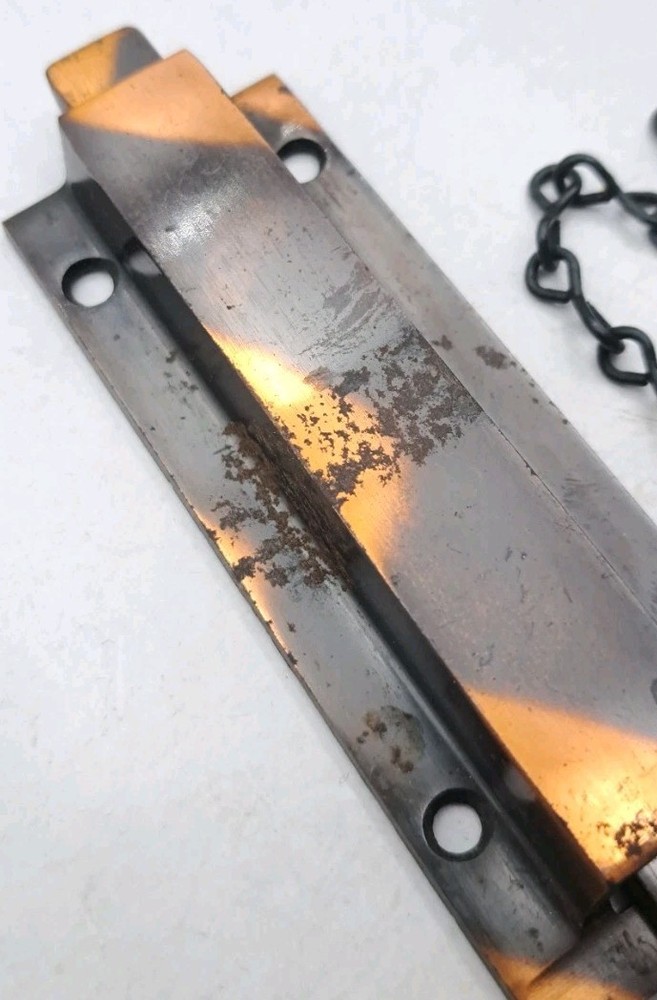 Antique Spring Loaded Latch Chain Pull Japanned Surface Mount Door Hardware