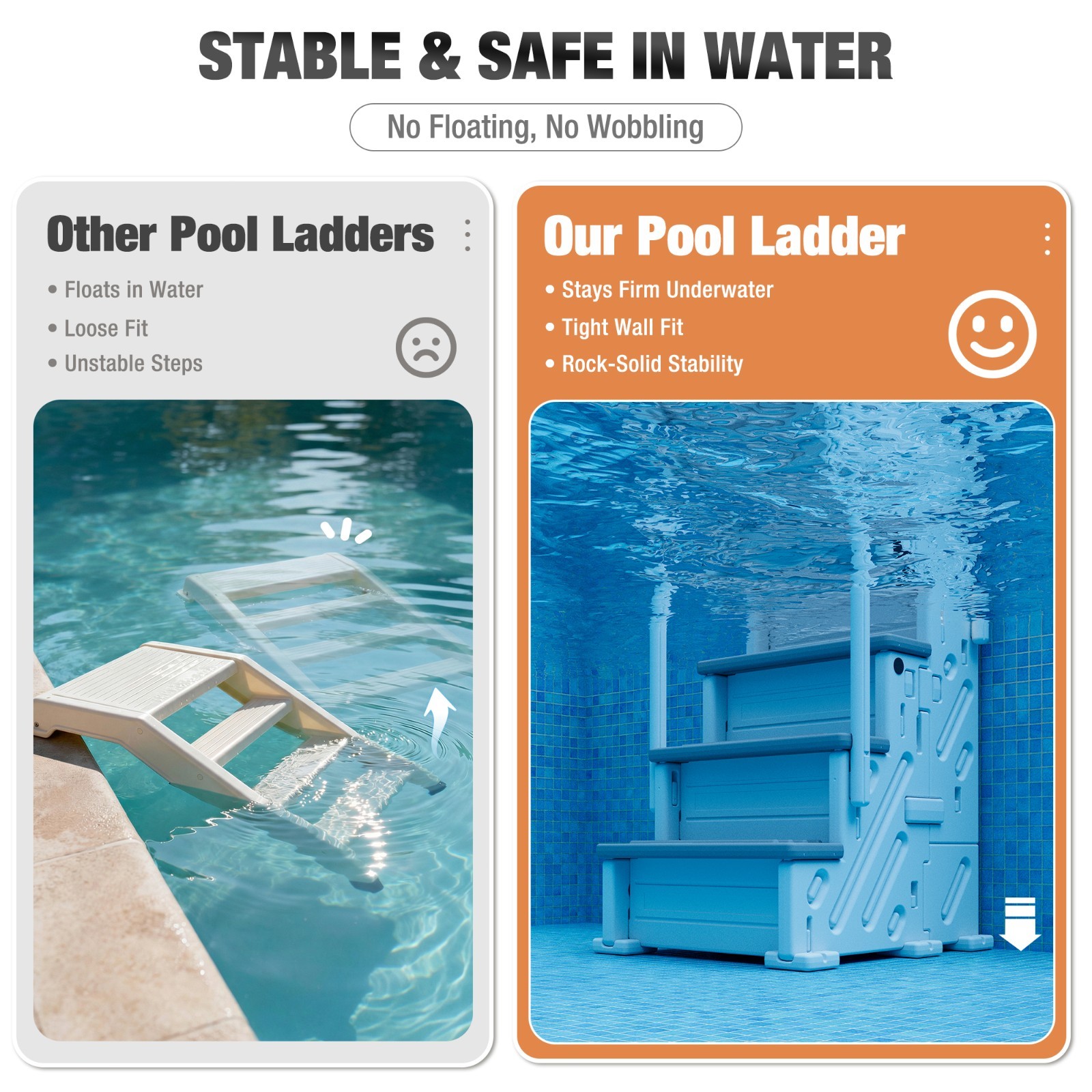 Pool Ladder above Ground, Heavy Duty 4-Step Pool Ladder with Dual Handrails