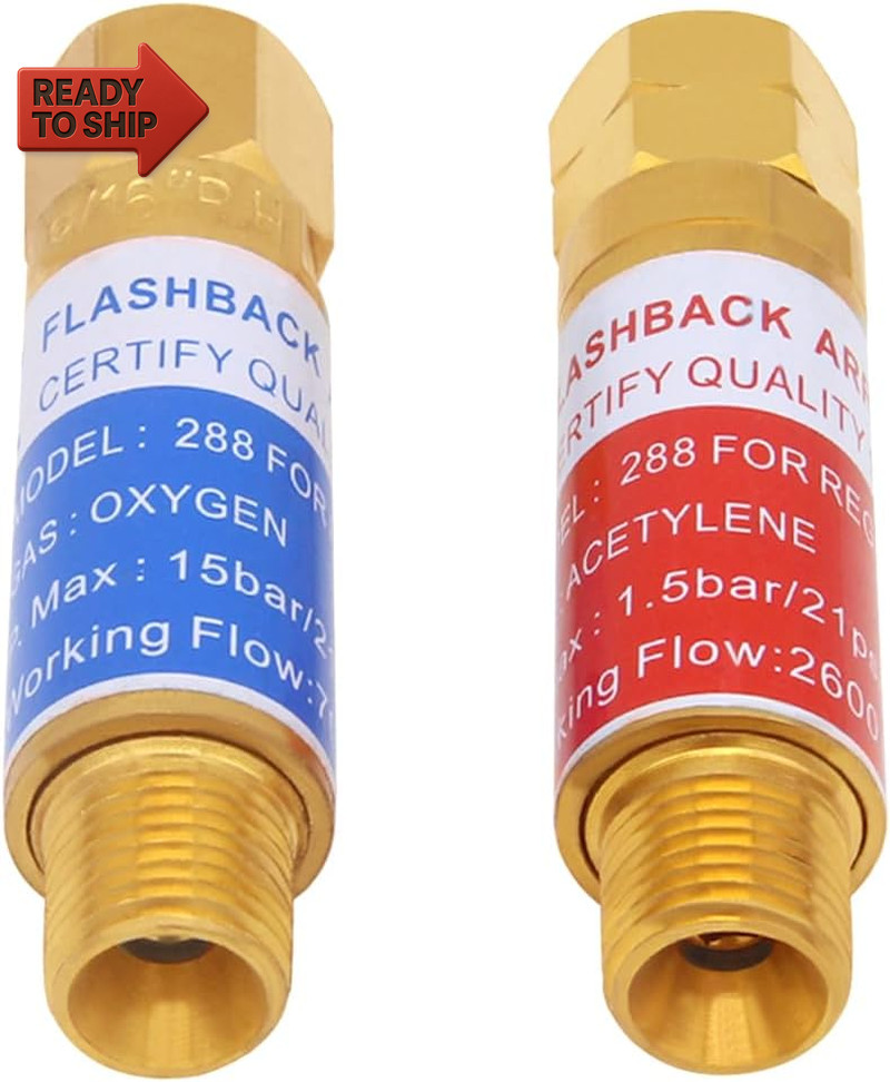 Oxygen & Acetylene/Propane Flashback Arrestors Set Regulator End 9/16-18 Thread