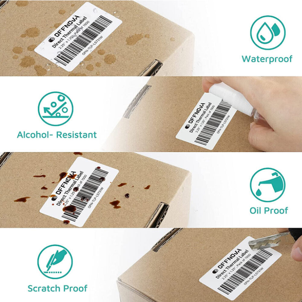 2.25"x1.25" Direct Thermal Labels for UPC Barcodes Zebra Printer 1000 Per Roll