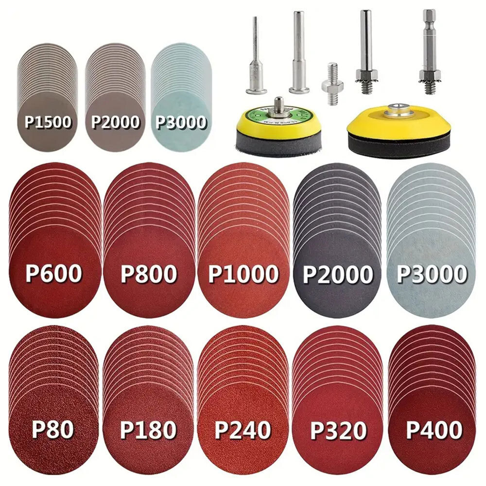 160Pcs Sanding Discs Pad Kit For Drill Sander Attachment Sandpapers 2/3inch 50mm