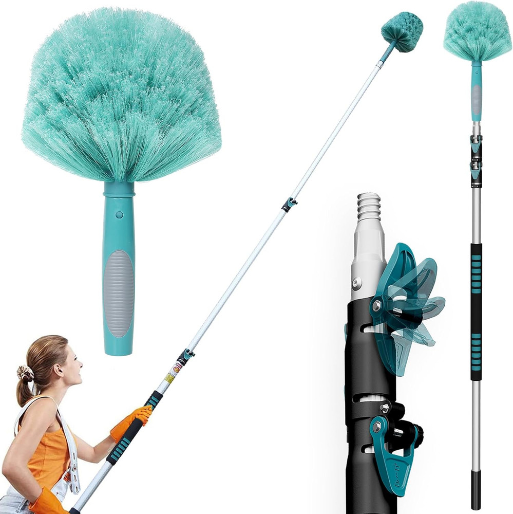 20 Feet High Reach Cobweb Duster with 5-12Ft Extension Pole, Webster Cobweb Dust