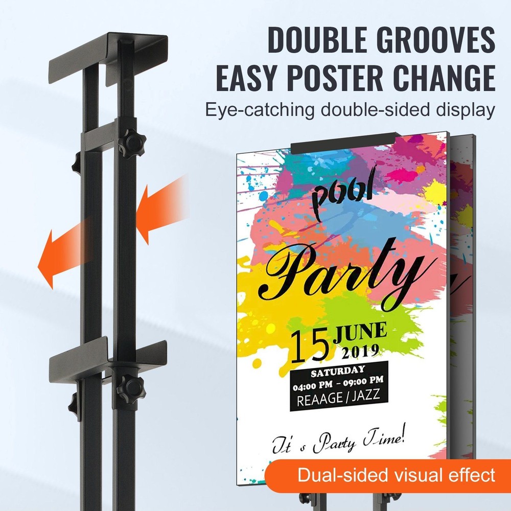 Robust Floor Standing Poster Holder with Adjustable 75in Double Display