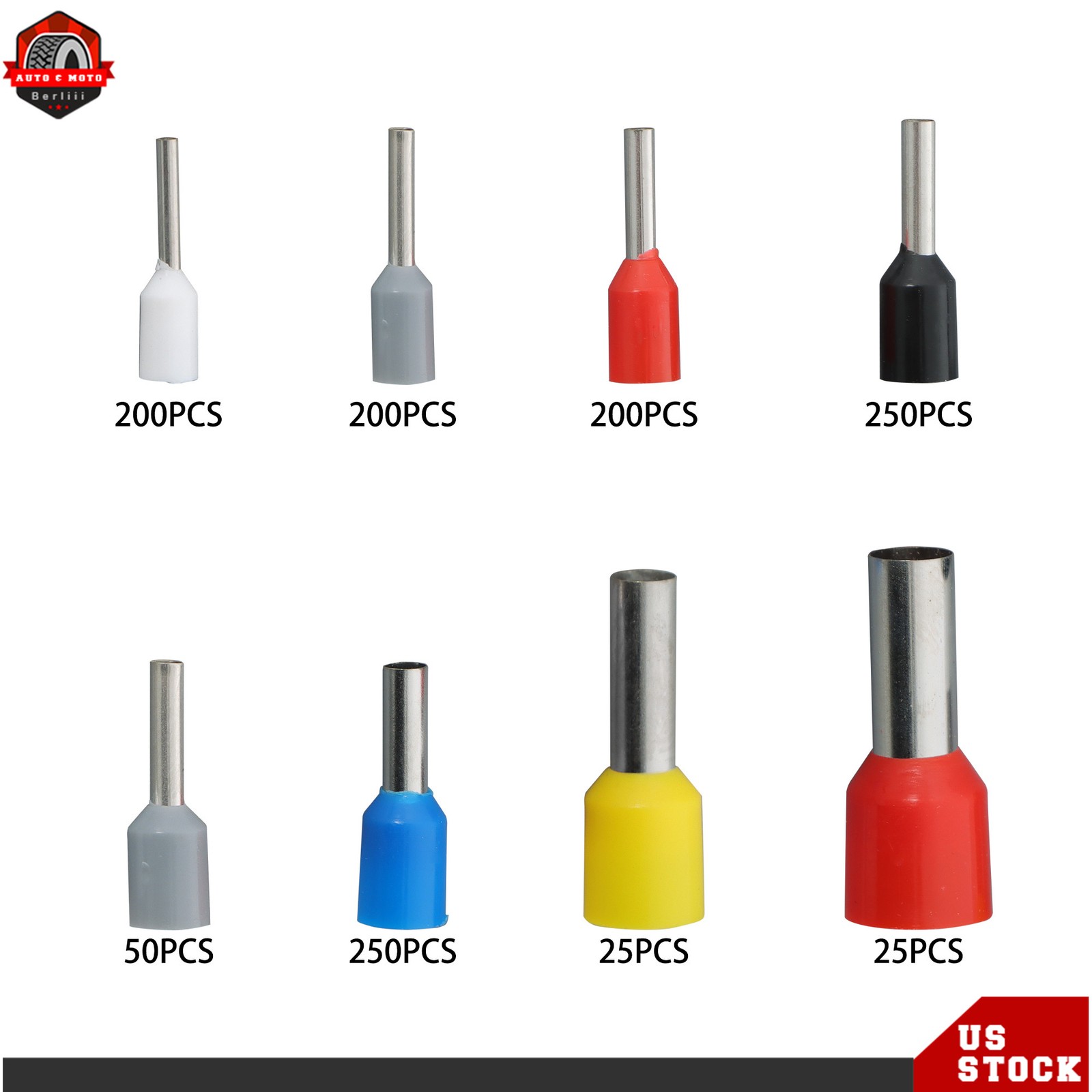 Ferrule Crimping Tool Kit AWG 23-7 Self-Adjustable Ferrel Crimper Kit w/1200PCS