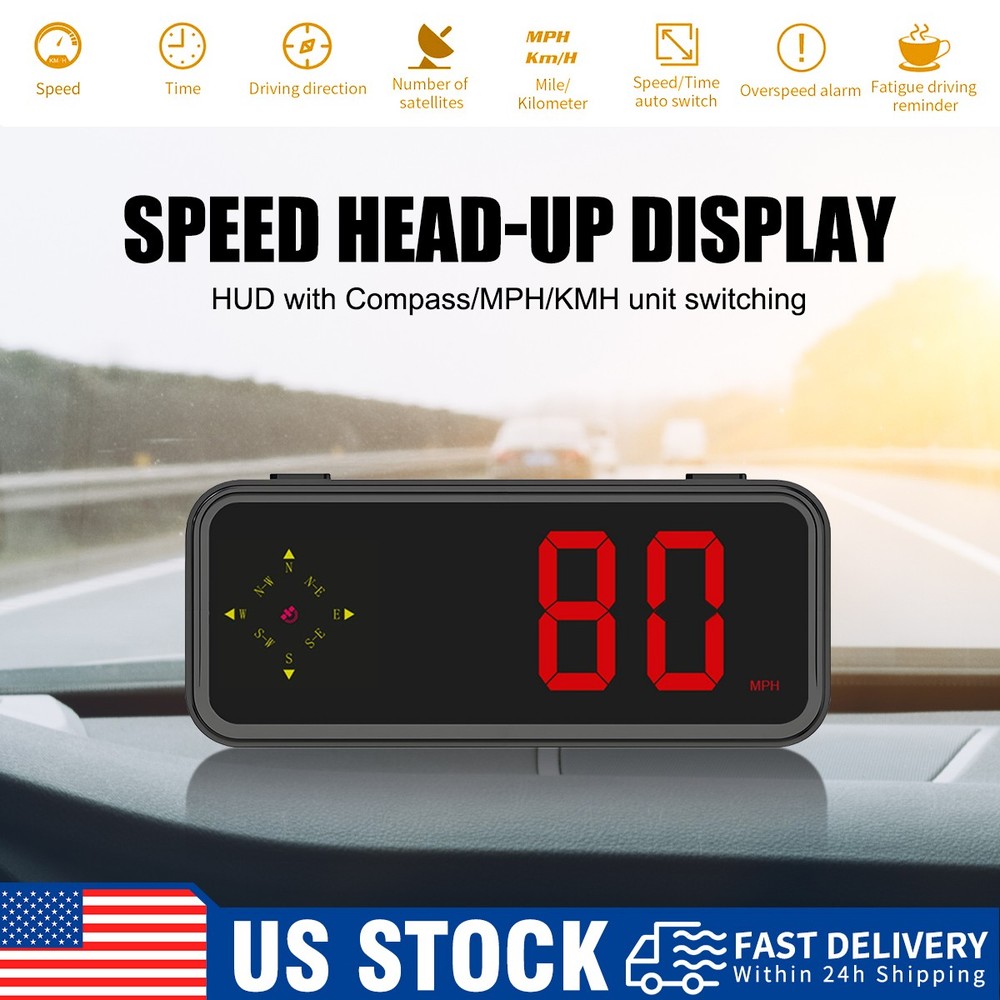 Mini LED Digital Speedometer Car GPS HUD Head Up Display MPH & KMH Universal