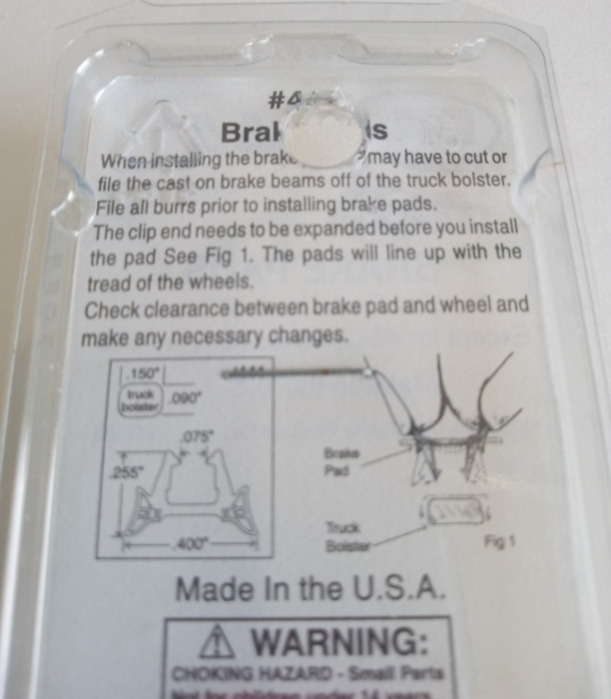 Kadee HO Plastic #441 Brake Pads (2 Pr Pkg) 1:87th Scale