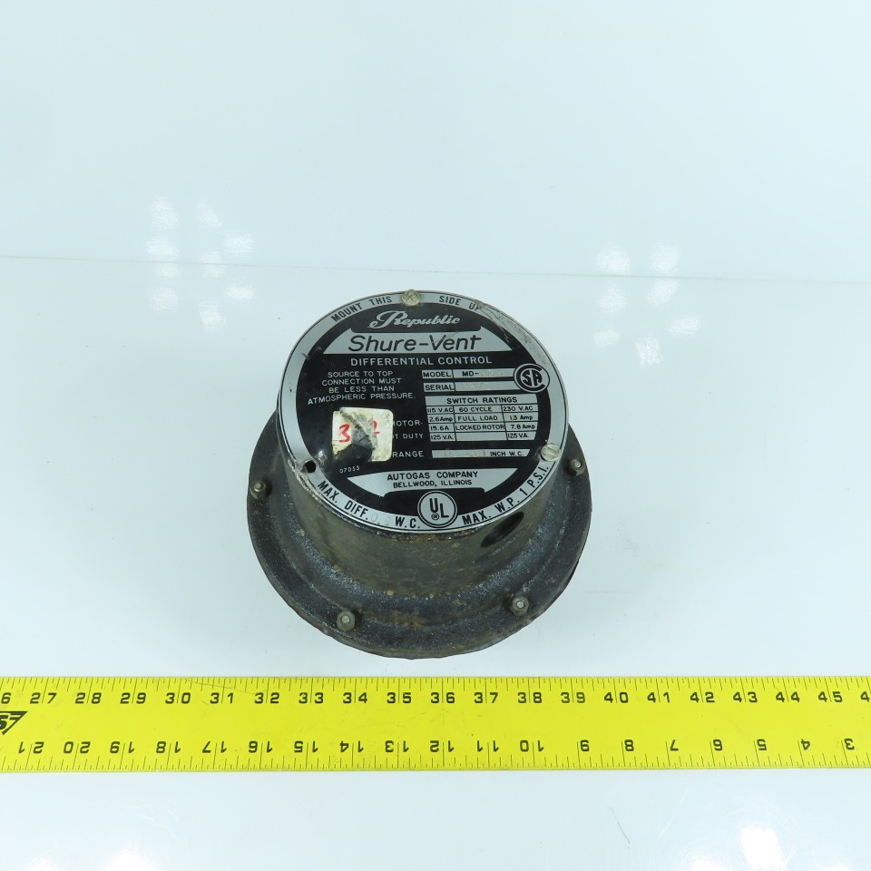 Republic MD-3GA Shure-Vent Differential Control Switch 115/230VAC 1PSI