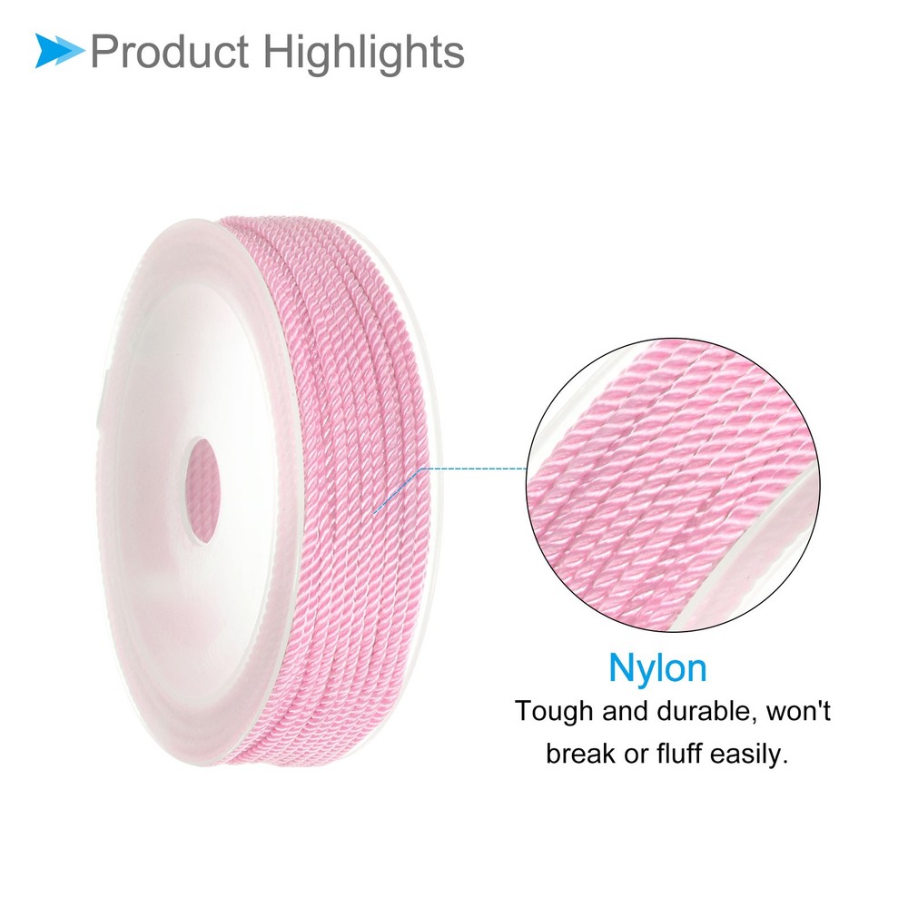 2pcs Nylon Thread 2mm 13m String for DIY Craft Pink