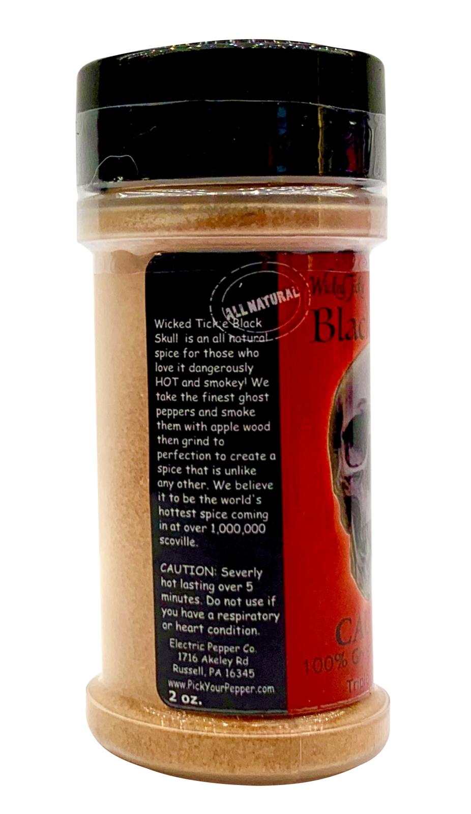 Smoked Ghost Pepper Powder Hot Spice Wicked Tickle Black Skull Chili Seasoning