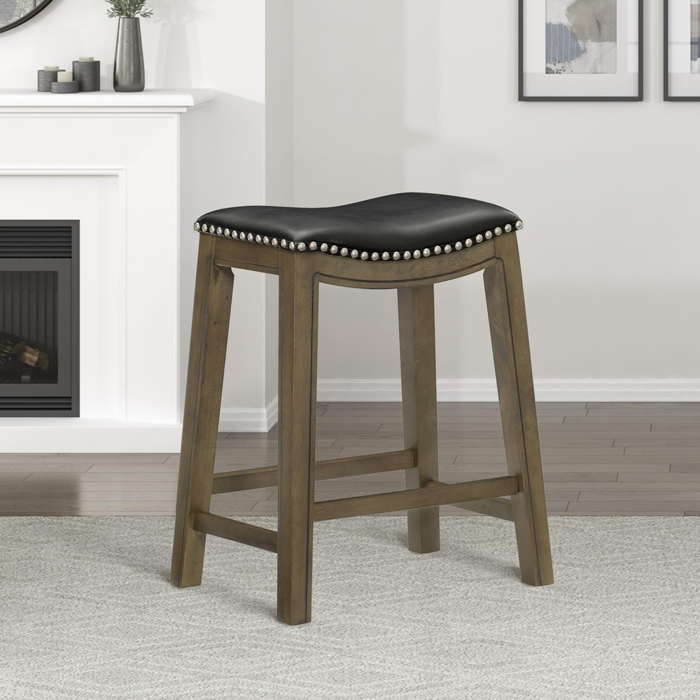 Ordway Solid Wood Counter Height Stool - Saddle Kitchen Stool Counter Height ...