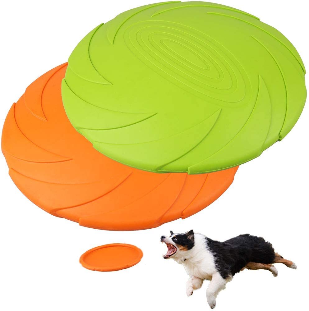 2 PACK Dog Toy Flyer Flexible Durable Frisbee Disc 7'' Chew Fetch Toys Floating