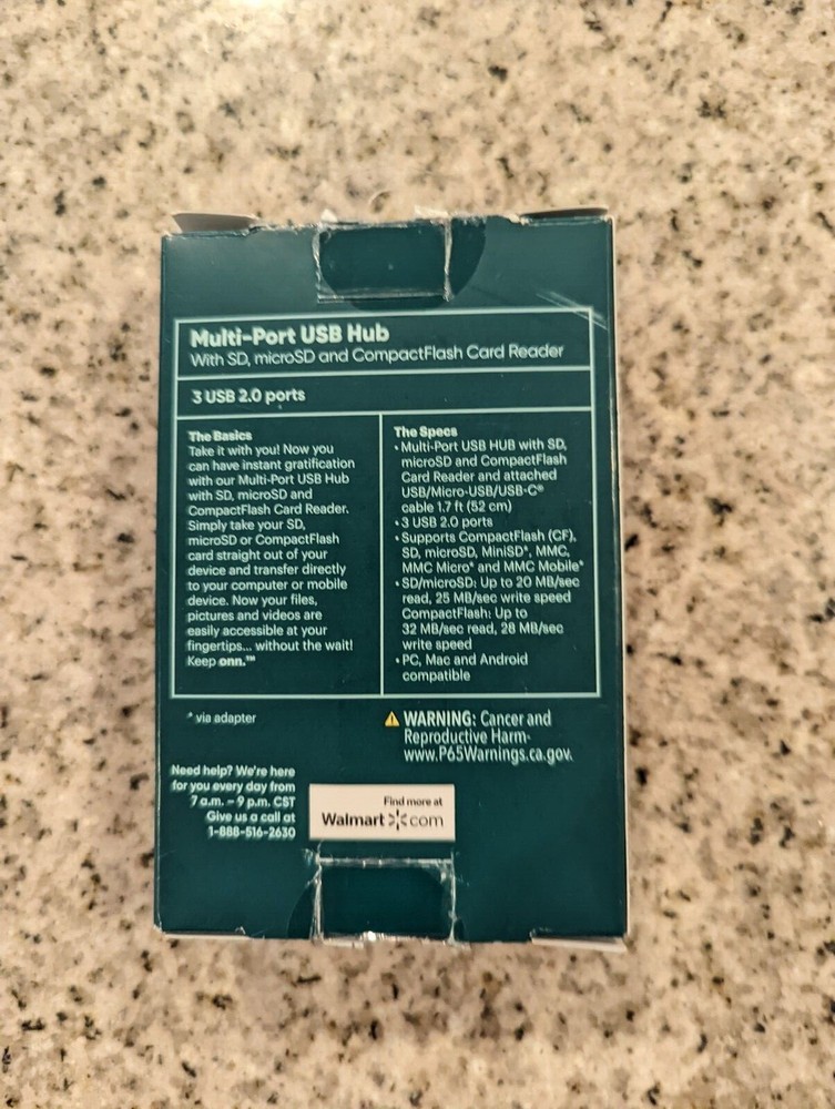 Keep Onn Multi-Port USB Hub with SD, microSD and CompactFlash Card Reader