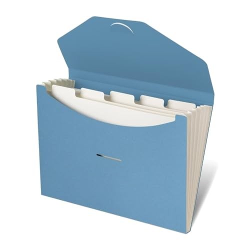 ECOLIFE 6-Pockets Recyclable Paper Expanding File Document Folder Blue Folder