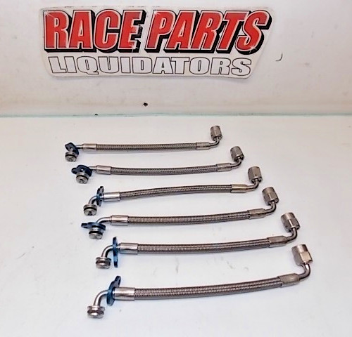 NEW 6) BMRS -4 Lt wt steel braided lines 90* AN-4 / AP orb Brembo race 061725-29