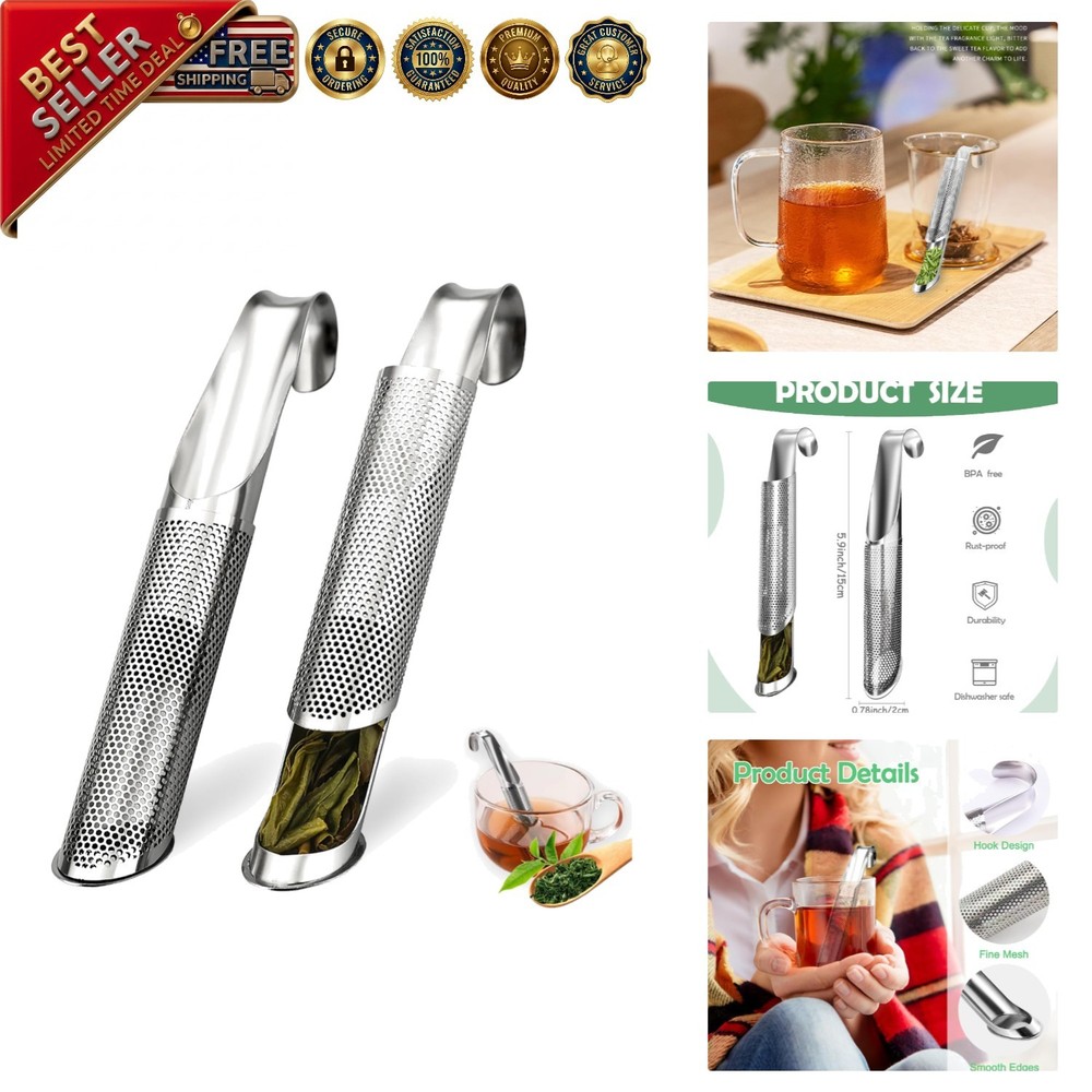 2 Pack Tea Infusers, Extra Fine Mesh Tea Strainer for Loose Tea, Stainless St...