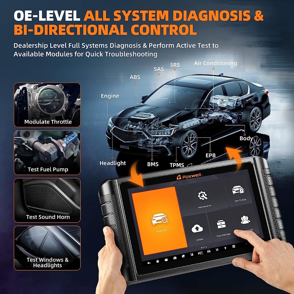 Foxwell NT1009 Bidirectional OBD2 Scanner ECU Coding ALL System 10.1" Bluetooth