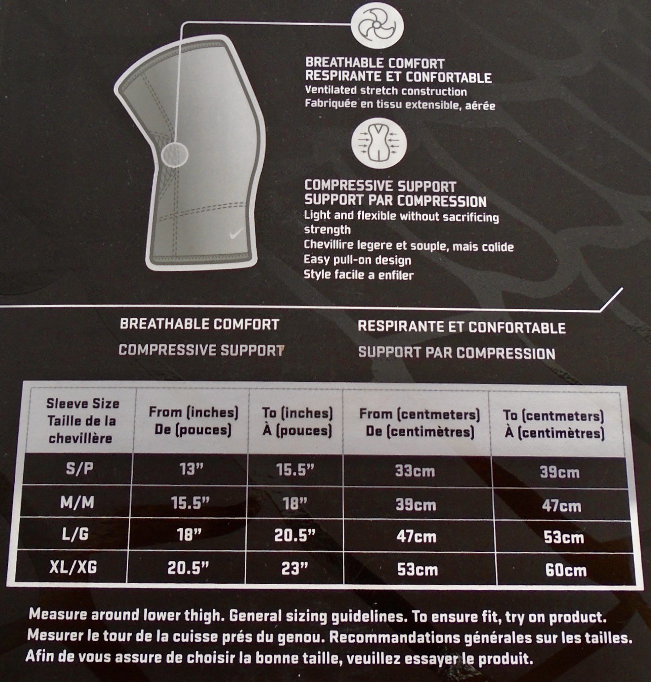 Nike Closed Patella Knee Sleeve Adult Compression Black/White