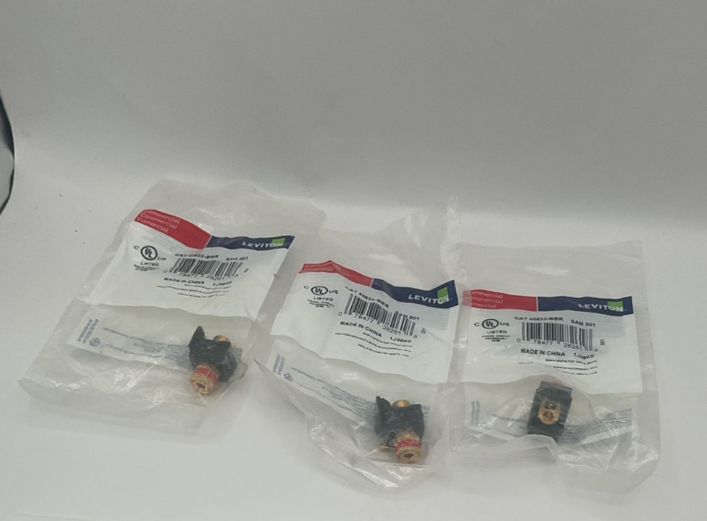 Leviton 40833-BBR Snap-in Module with Binding Posts Black Adapter Stripe 1J39KO