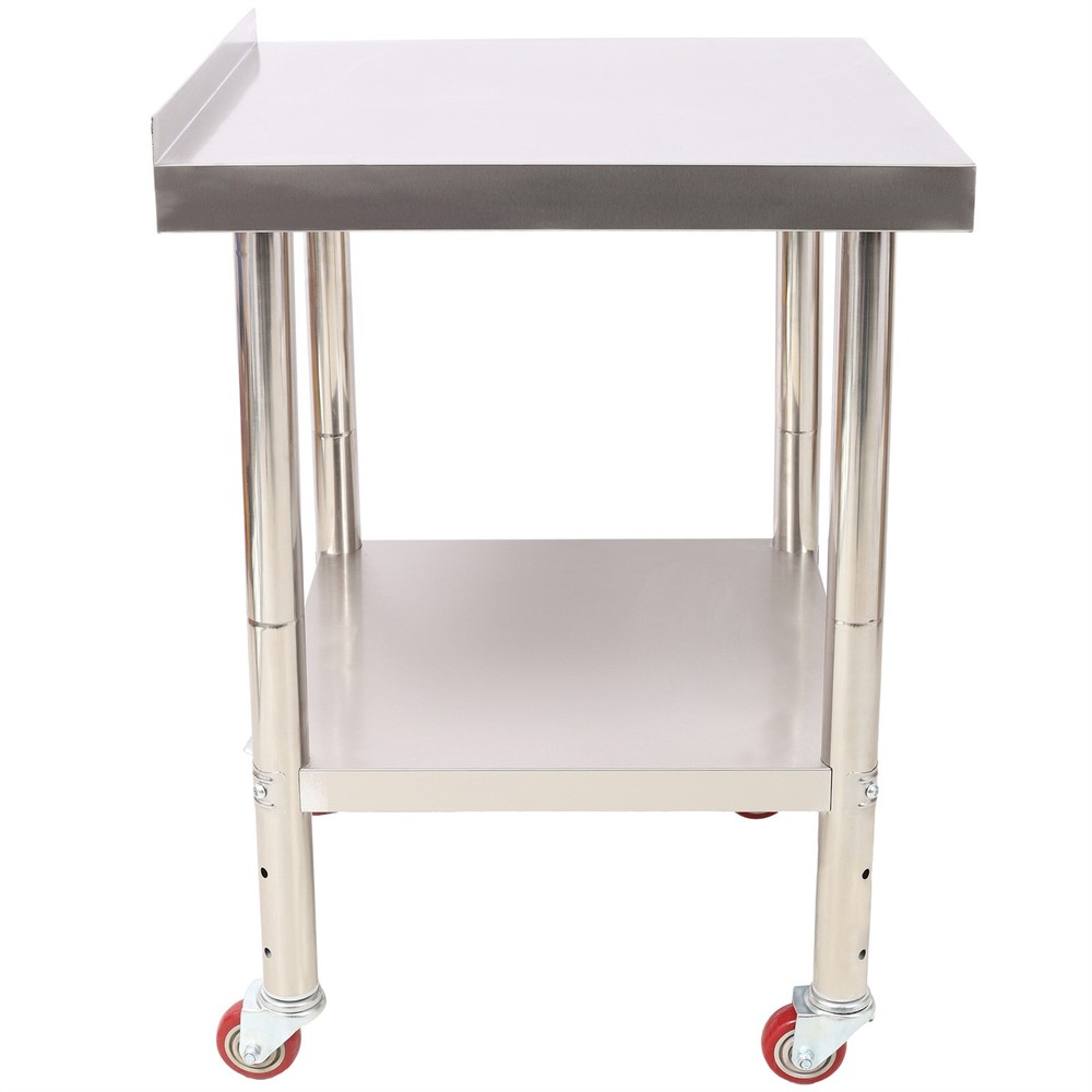 Stainless Steel Prep Table 440lbs Capacity Adjustable Undershelf & Casters
