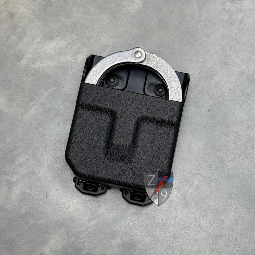 ZERO9 HANDCUFF CASE FITS STANDARD CUFFS, PLAIN BLACK, MOLLE ATTACHMENT