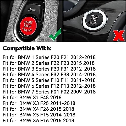 Red Engine Start Stop Switch Push Button Replace Cover for BMW 1 2 3 4 5 6 7