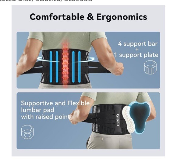 Back Brace for Lower Pain Lumbar Support Sciatica Herniated Disc Breathable M