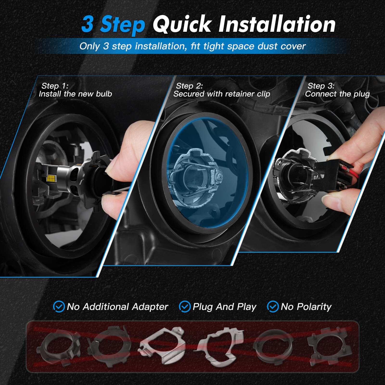 H7 LED Headlight Bulbs Bright for Honda CBR600RR 2003-2017 CBR600F4i 2001-2006