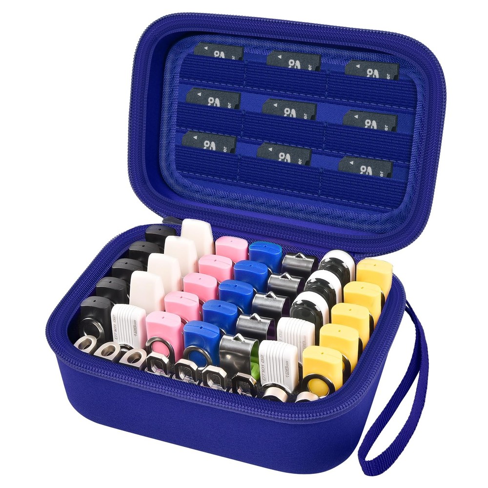 USB Flash Drive Case, Thumb Drive, Memory Card SD SDXC SDHC Large, Blue