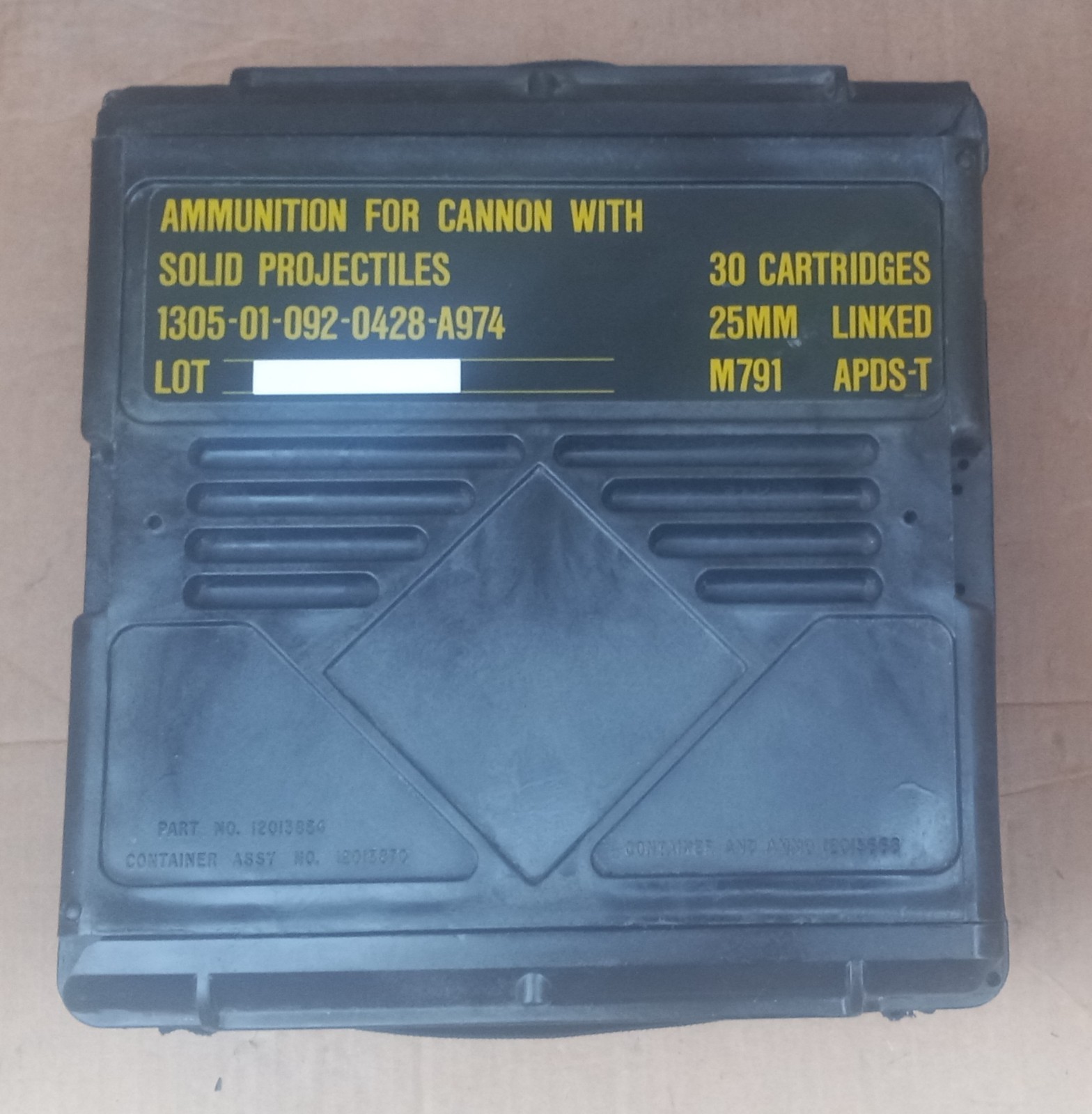 Military Ammo Box Heavy Black Pelican Plastic 25mm Linked 30 Cartridges Empty