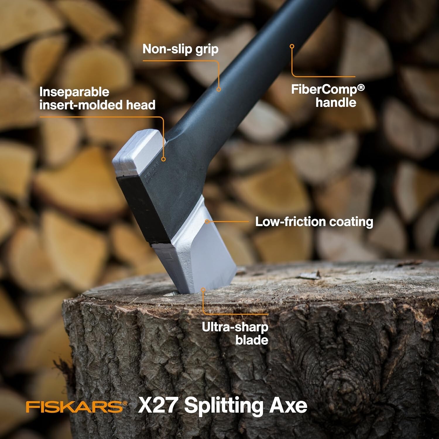 FISKARS 36" X27 SPLTTING AXE #7884 ONE-STRIKE SPLITS BRAND NEW WOOD SPLITTING