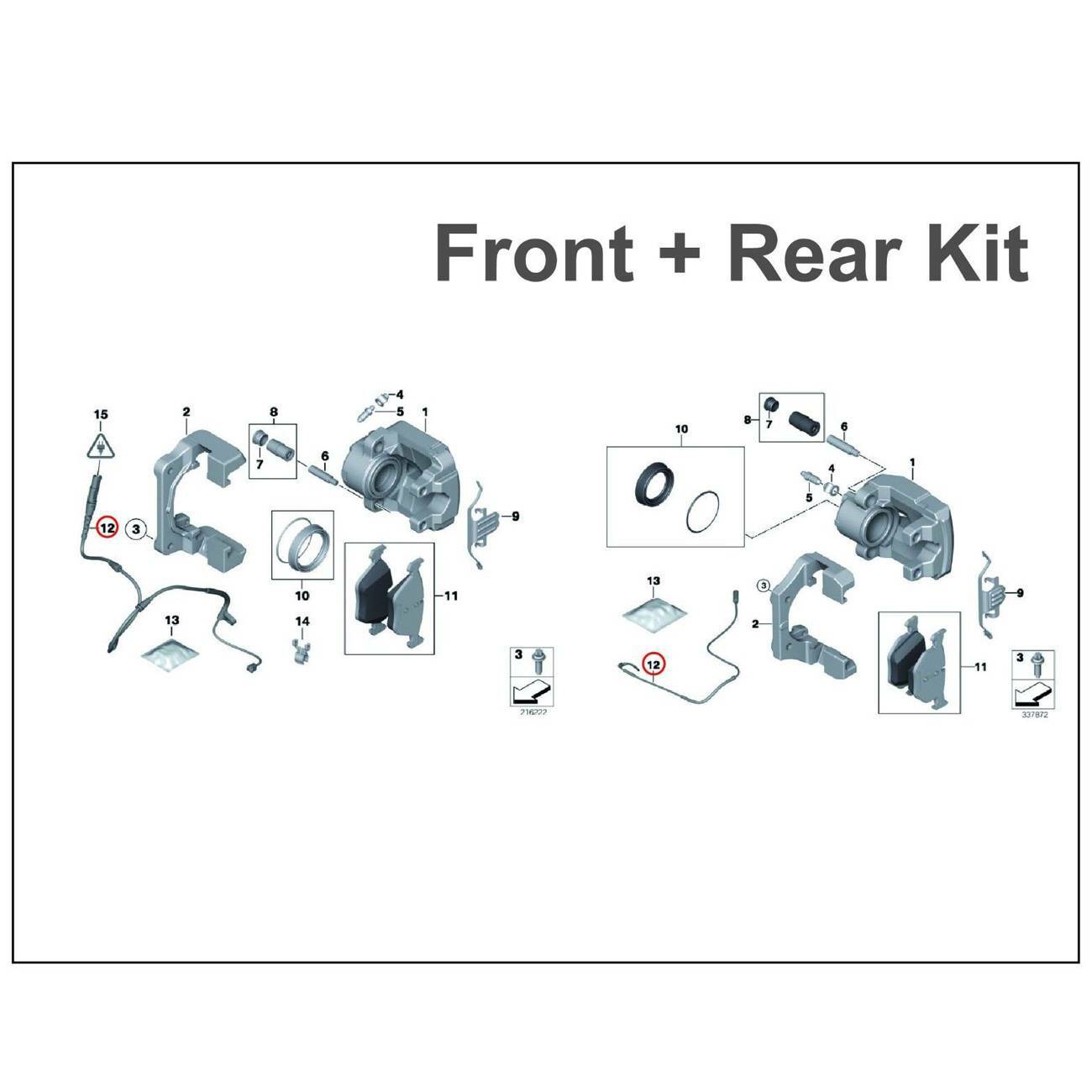 TOPAZ Front + Rear Brake Pad Wear Sensor Kit for BMW E70 X5 E71 X6