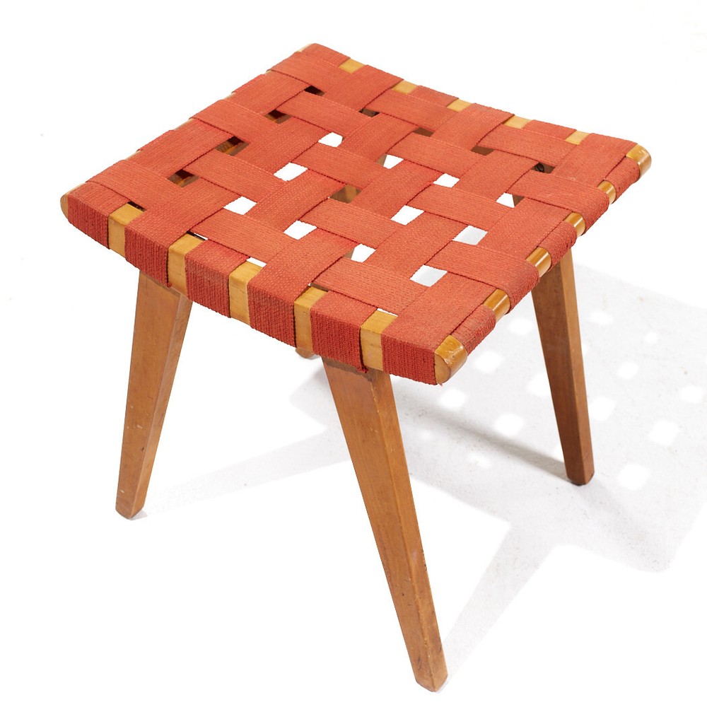 Jens Risom for Knoll Mid Century Strap Stool Ottoman